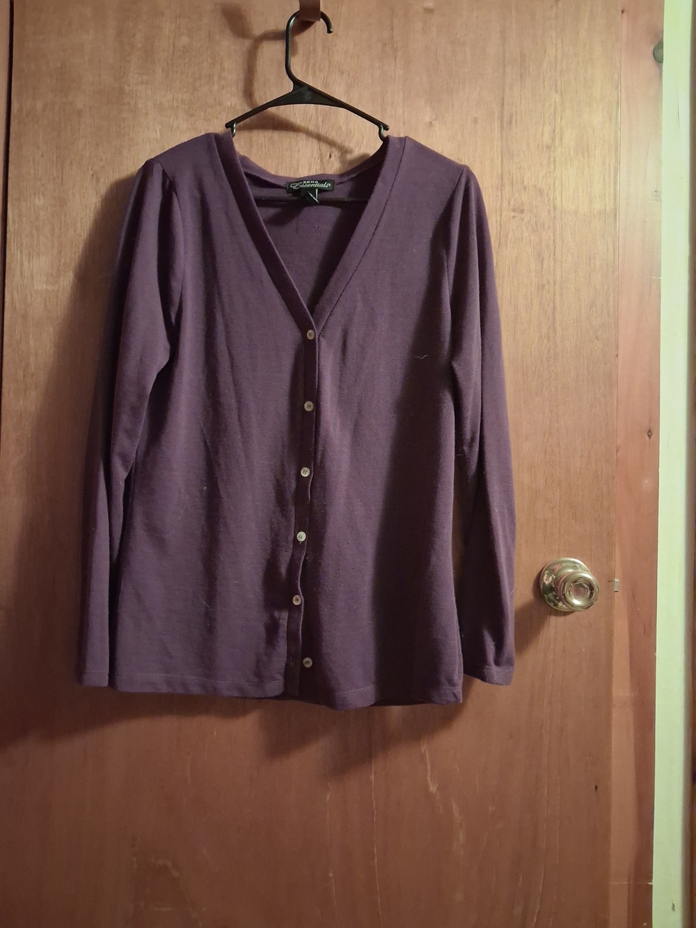 Zena Purple V-Neck Button-Front Cardigan
